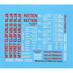 Dekaler till bensin/vattenvagn Q12 skala H0 1:87