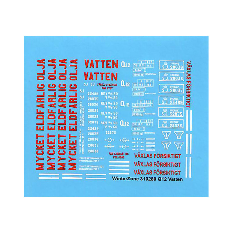 Dekaler till bensin/vattenvagn Q12 skala H0 1:87