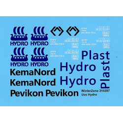 Dekaler till trekulig pulvertransportvagn "Hydro/Pevikon" skala H0 1:87
